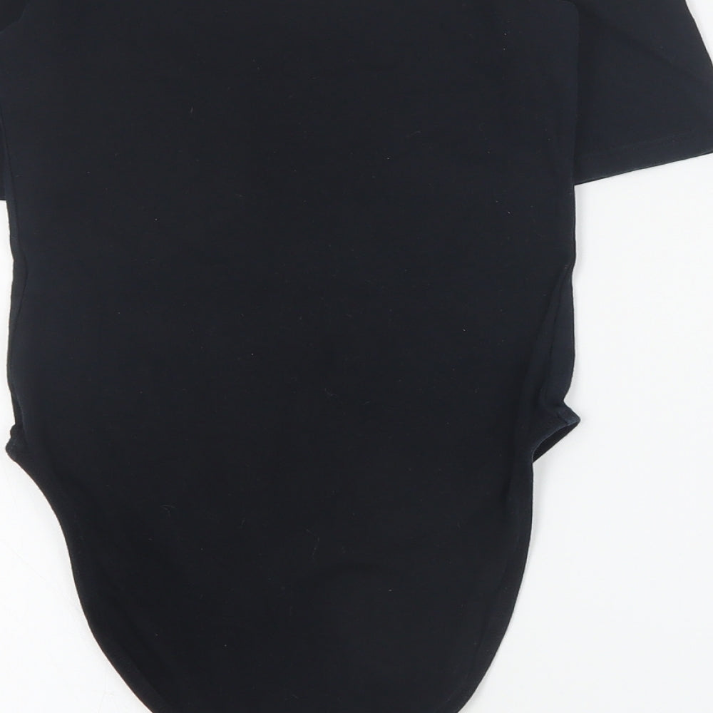 Miss Selfridge Womens Black  Cotton Bodysuit One-Piece Size 6 L8 in Snap