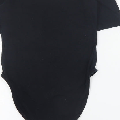 Miss Selfridge Womens Black  Cotton Bodysuit One-Piece Size 6 L8 in Snap
