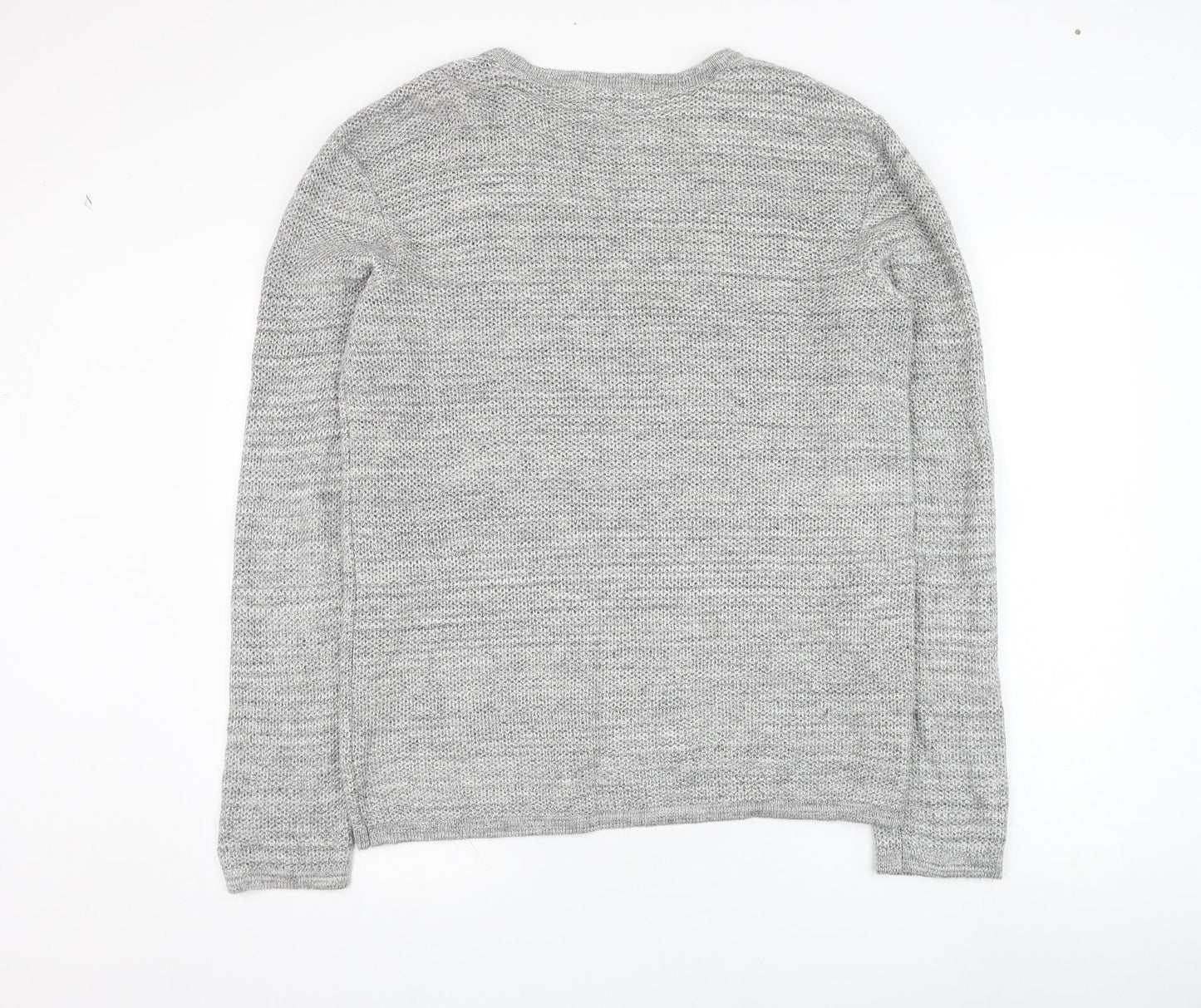 Peacocks Mens Grey Round Neck  Cotton Pullover Jumper Size L