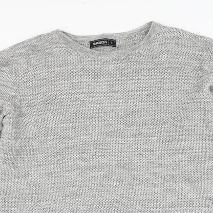 Peacocks Mens Grey Round Neck  Cotton Pullover Jumper Size L