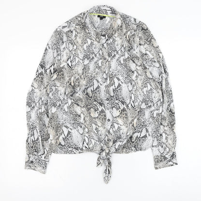 Womens UK Size 10 River Island White Basic Button-Up