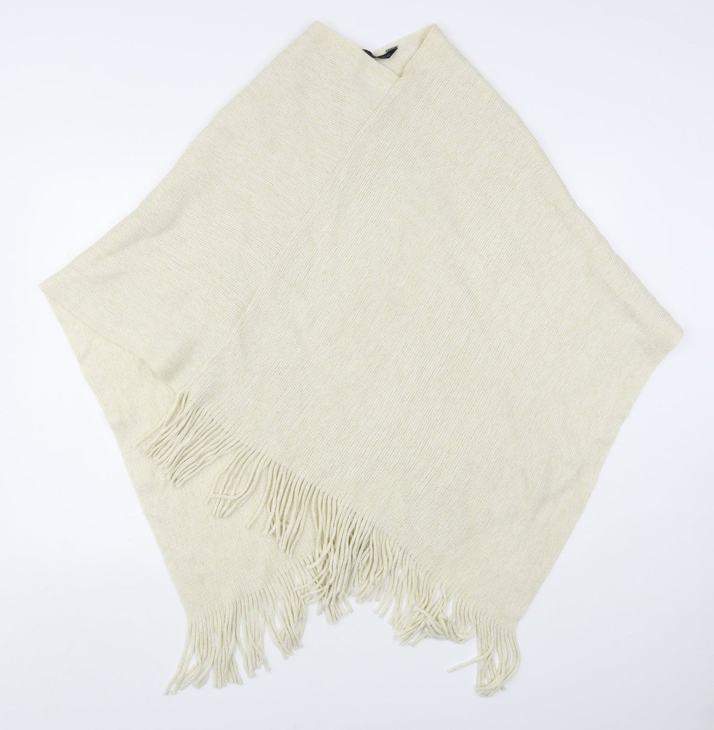 F&F Womens Beige Round Neck  Acrylic Cape Jumper One Size