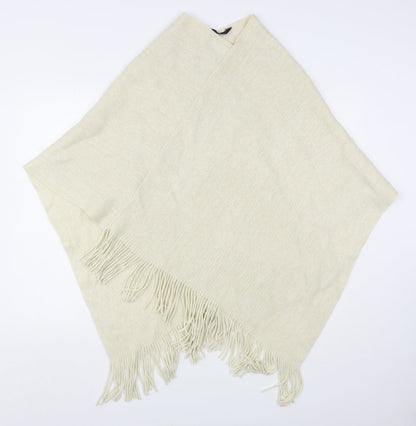 F&F Womens Beige Round Neck  Acrylic Cape Jumper One Size