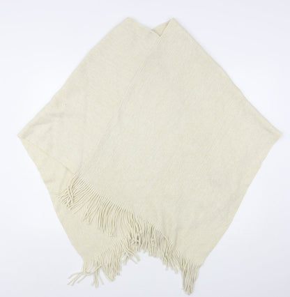 F&F Womens Beige Round Neck  Acrylic Cape Jumper One Size