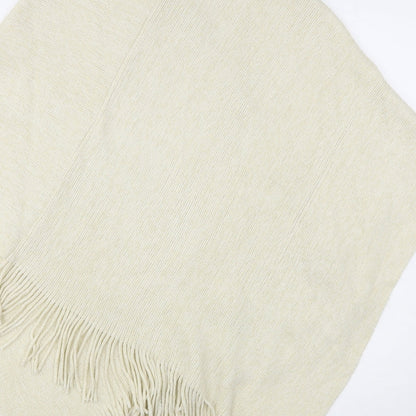 F&F Womens Beige Round Neck  Acrylic Cape Jumper One Size