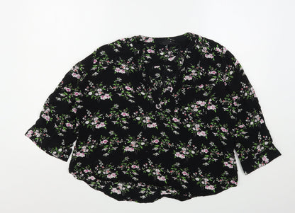 Womens UK Size 14 Atmosphere Black Basic Blouse