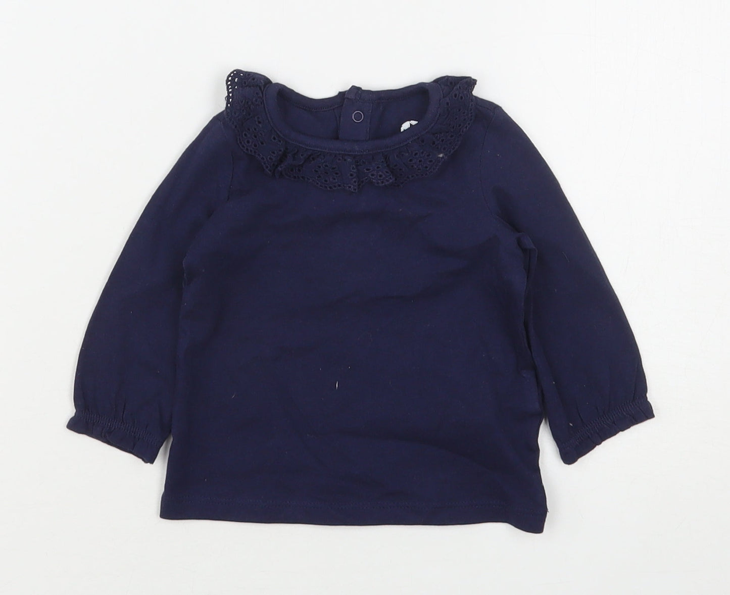 F&F Girls Blue  Cotton Basic T-Shirt Size 0-3 Months Collared