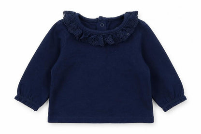 F&F Girls Blue  Cotton Basic T-Shirt Size 0-3 Months Collared