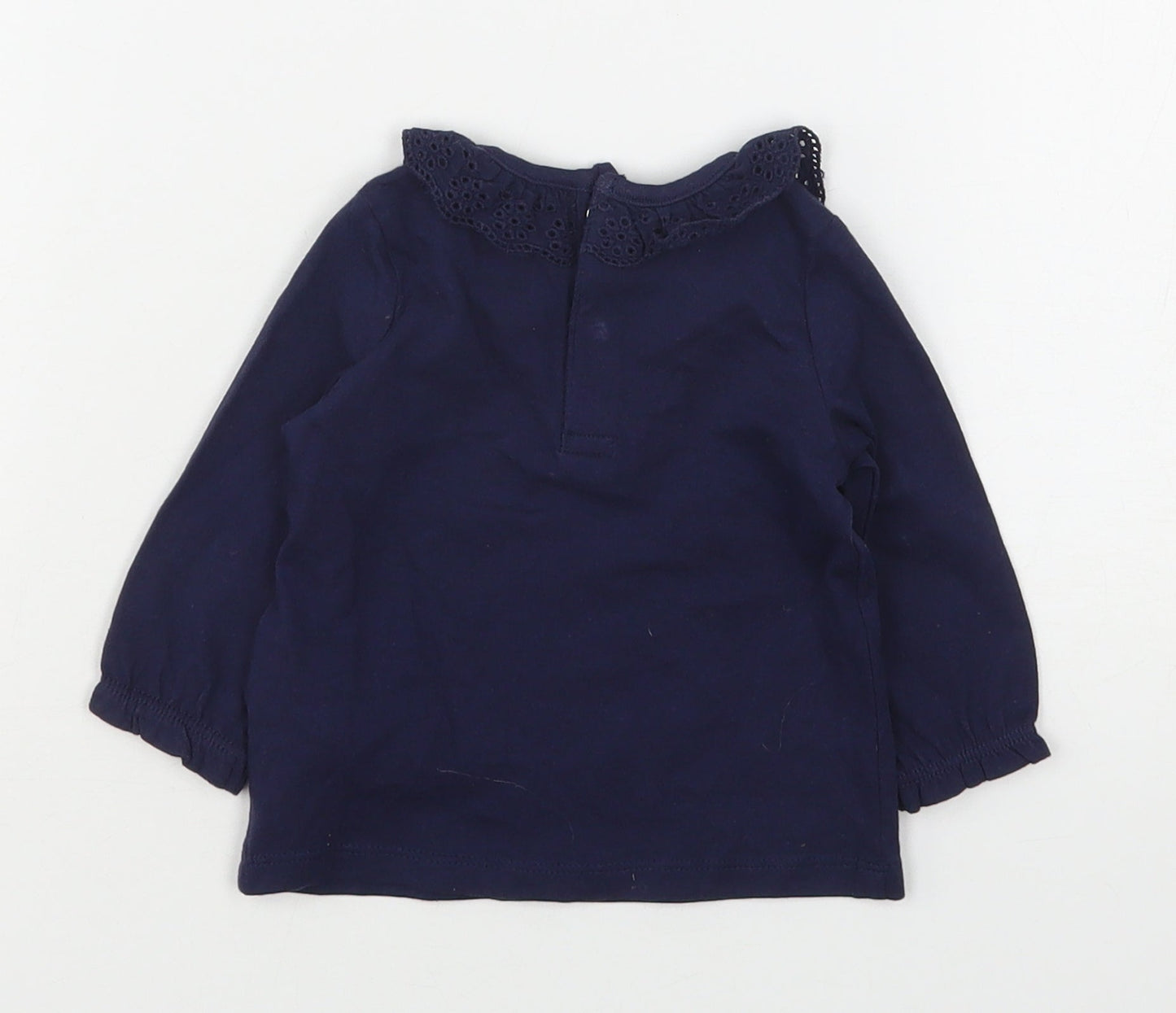 F&F Girls Blue  Cotton Basic T-Shirt Size 0-3 Months Collared