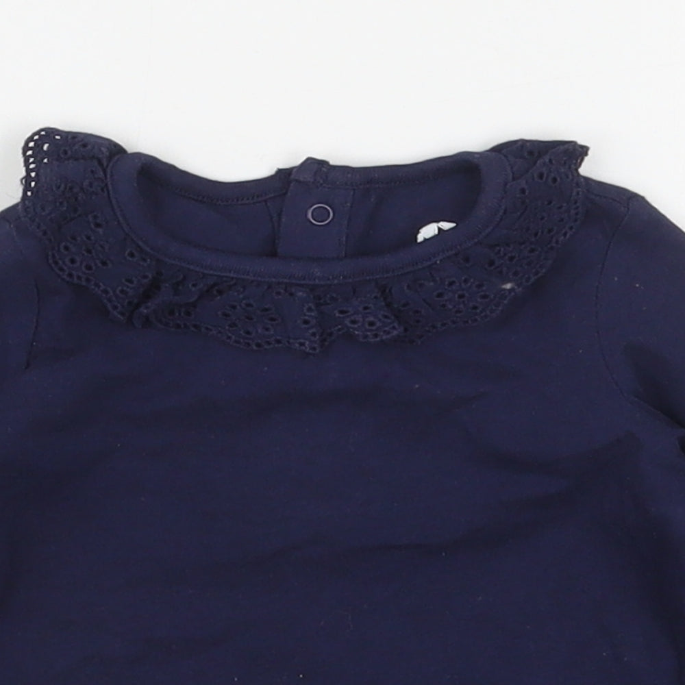 F&F Girls Blue  Cotton Basic T-Shirt Size 0-3 Months Collared