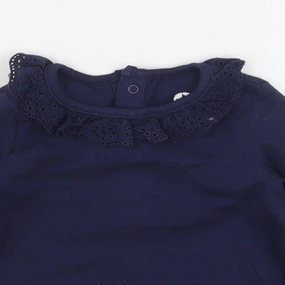 F&F Girls Blue  Cotton Basic T-Shirt Size 0-3 Months Collared