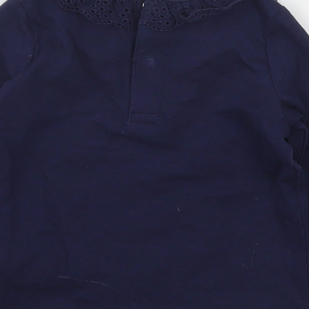 F&F Girls Blue  Cotton Basic T-Shirt Size 0-3 Months Collared