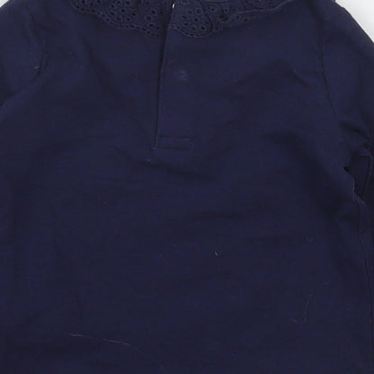 F&F Girls Blue  Cotton Basic T-Shirt Size 0-3 Months Collared