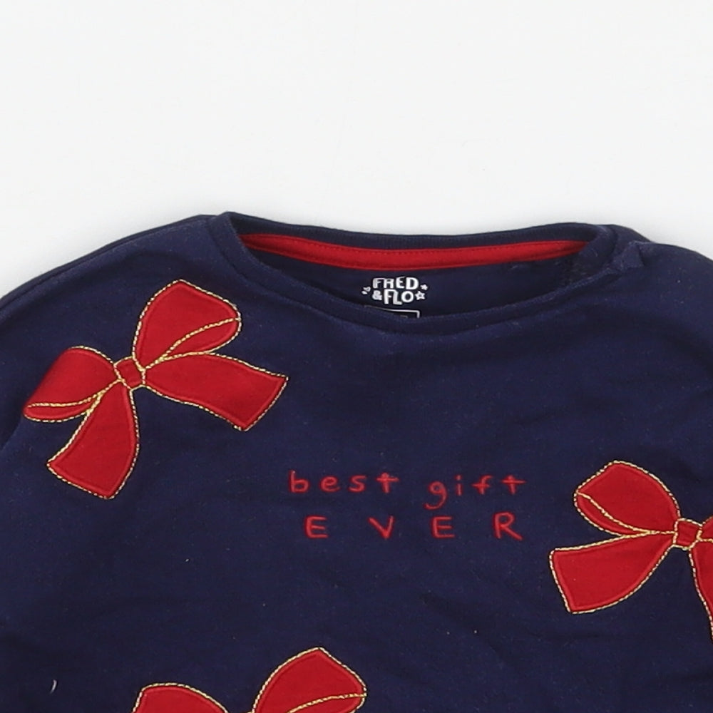 F&F Girls Blue  Cotton Pullover Jumper Size 3-6 Months