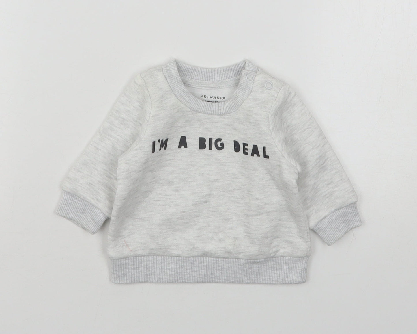 Primark Baby Grey  Cotton Pullover Jumper Size 0-3 Months