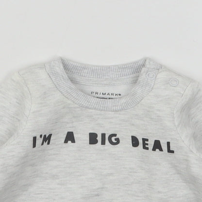 Primark Baby Grey  Cotton Pullover Jumper Size 0-3 Months