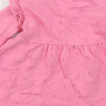 F&F Girls Pink Polka Dot Cotton Fit & Flare  Size 0-3 Months  Round Neck