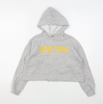 H&M Girls Grey  Cotton Pullover Hoodie Size 11-12 Years