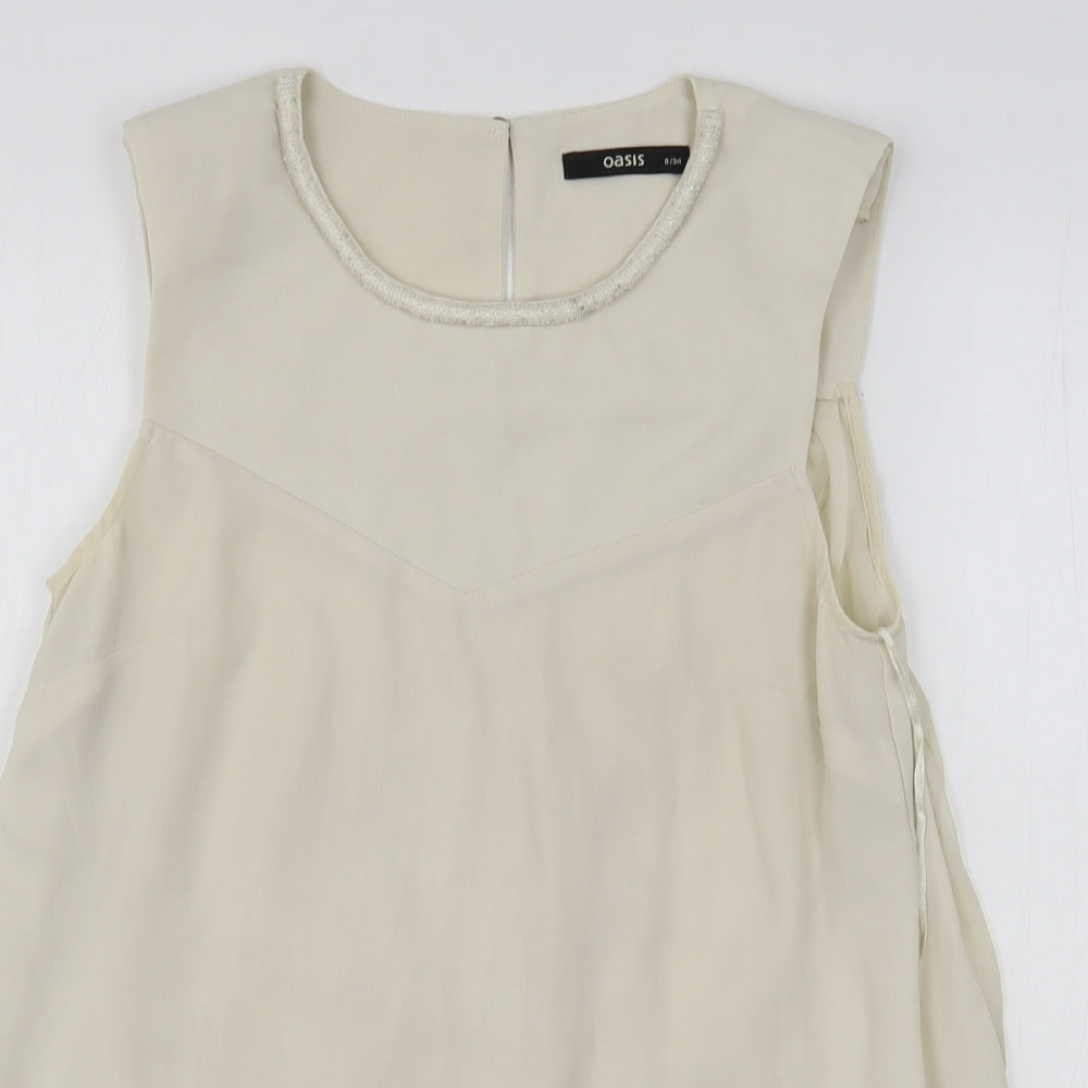 Womens UK Size 8 Oasis Beige Basic Blouse