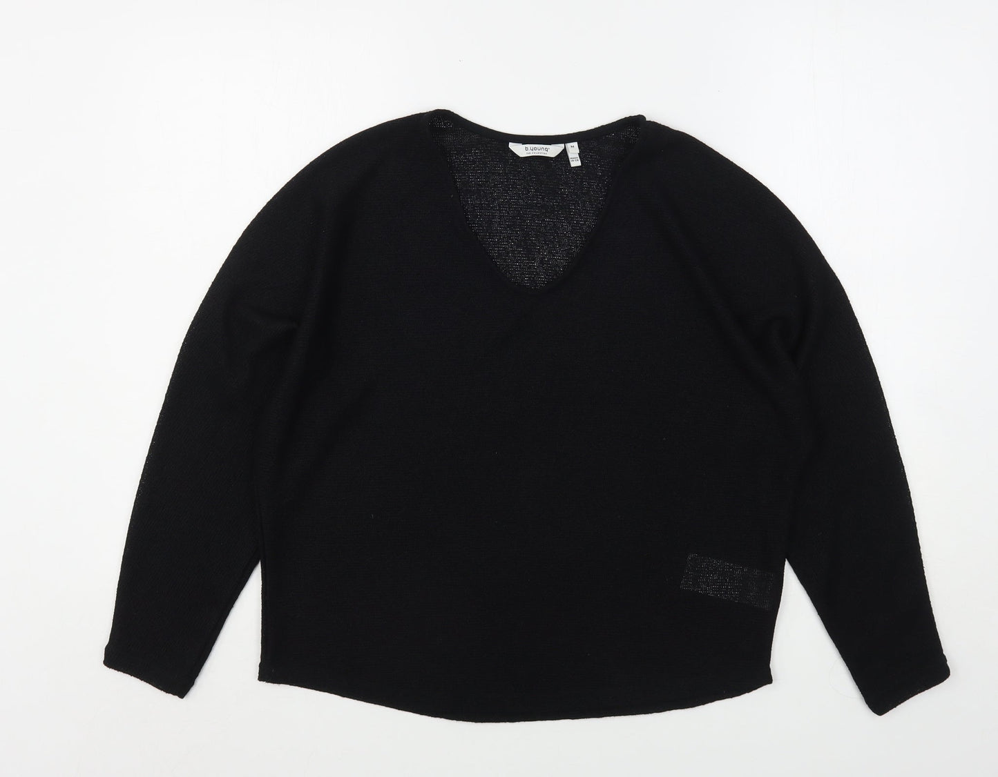 b.young Womens Black V-Neck  Viscose Pullover Jumper Size M