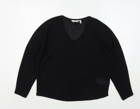 b.young Womens Black V-Neck  Viscose Pullover Jumper Size M