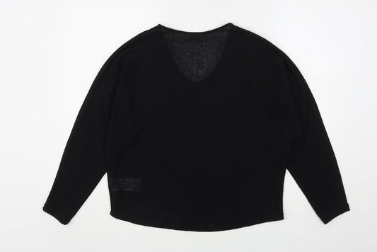 b.young Womens Black V-Neck  Viscose Pullover Jumper Size M
