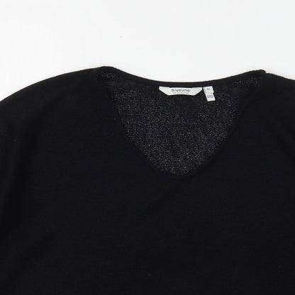 b.young Womens Black V-Neck  Viscose Pullover Jumper Size M
