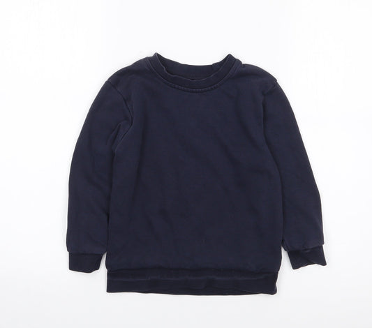 George Boys Blue Crew Neck  Cotton Pullover Jumper Size 5-6 Years  Pullover