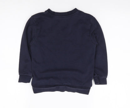 George Boys Blue Crew Neck  Cotton Pullover Jumper Size 5-6 Years  Pullover