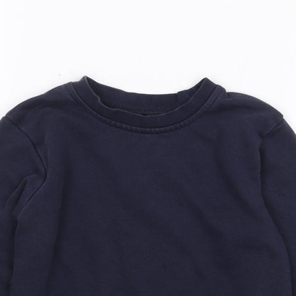 George Boys Blue Crew Neck  Cotton Pullover Jumper Size 5-6 Years  Pullover