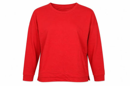 Apeiyu  Womens Red Crew Neck  Cotton Pullover Jumper Size XL