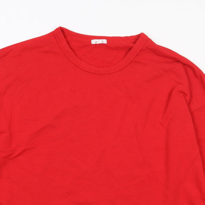 Apeiyu  Womens Red Crew Neck  Cotton Pullover Jumper Size XL