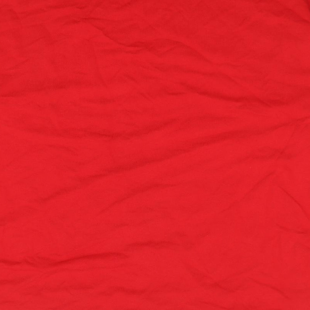 Apeiyu  Womens Red Crew Neck  Cotton Pullover Jumper Size XL