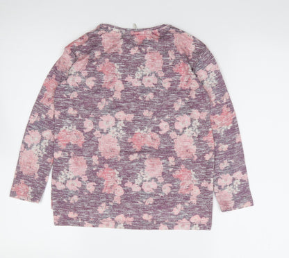 Primark Girls Multicoloured Floral Polyester Jersey T-Shirt Size 9-10 Years Round Neck Pullover