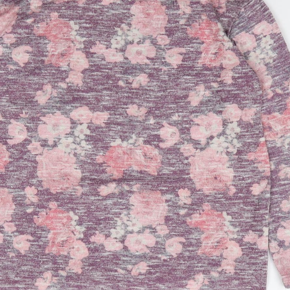 Primark Girls Multicoloured Floral Polyester Jersey T-Shirt Size 9-10 Years Round Neck Pullover
