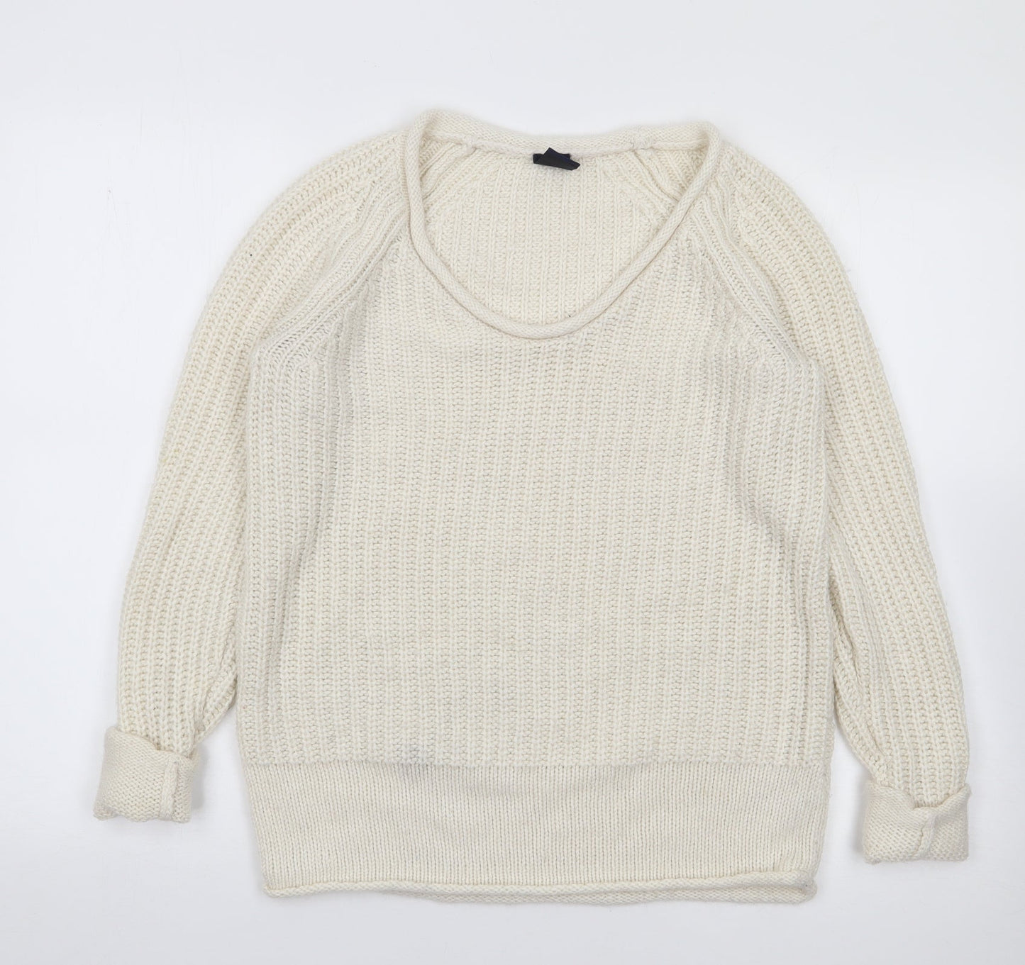 Gap Womens Ivory V-Neck  Acrylic Pullover Jumper Size XS
