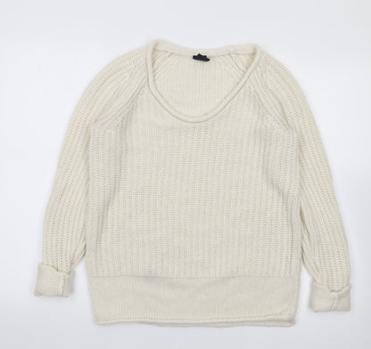 Gap Womens Ivory V-Neck  Acrylic Pullover Jumper Size XS