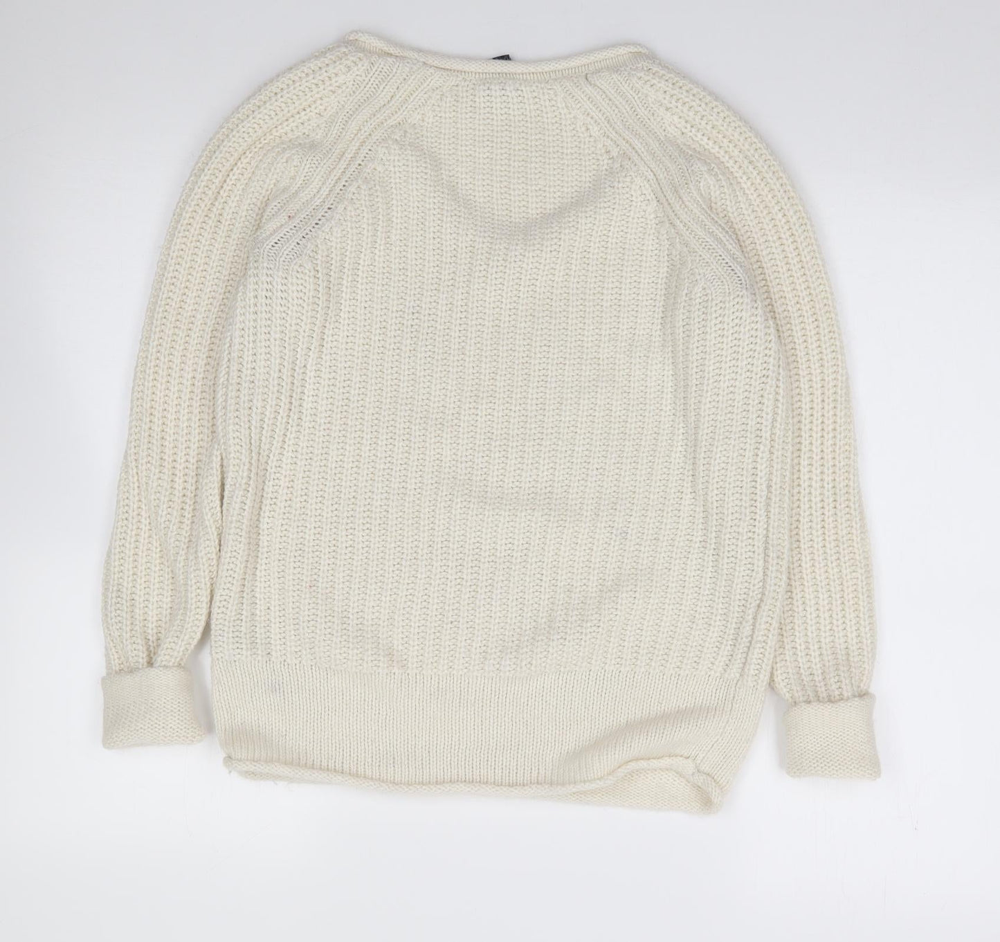Gap Womens Ivory V-Neck  Acrylic Pullover Jumper Size XS
