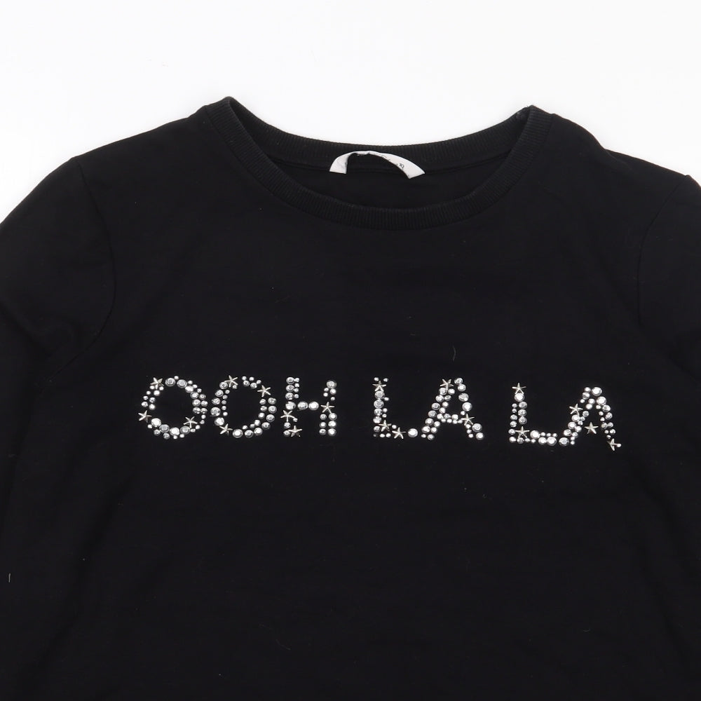 TU Womens Black Crew Neck  Viscose Pullover Jumper Size 10