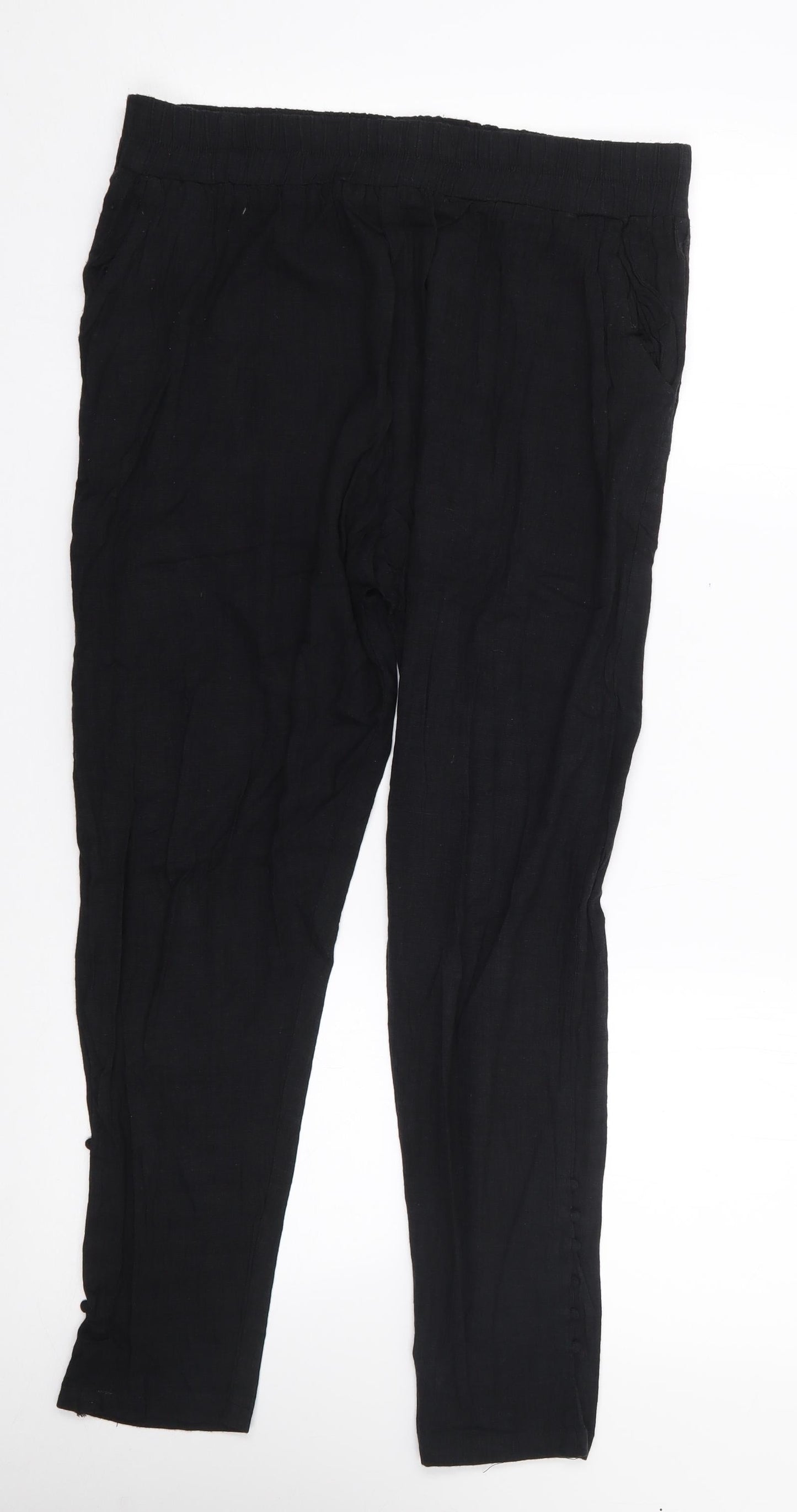 Womens UK Size XL Preworn Regular Fit  Black Trousers