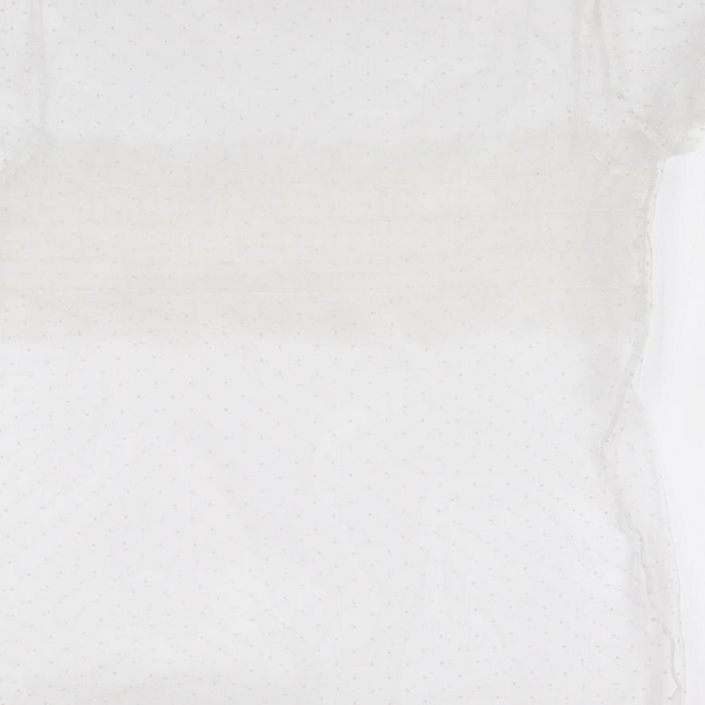 Primark Womens Ivory Polka Dot Polyester Jersey Blouse Size M Round Neck