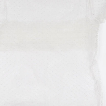 Primark Womens Ivory Polka Dot Polyester Jersey Blouse Size M Round Neck