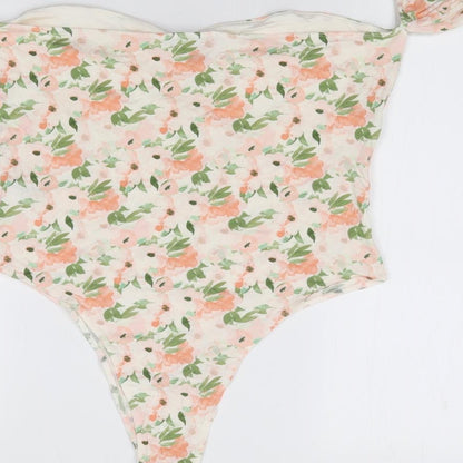Primark Womens Multicoloured Floral Viscose Bodysuit One-Piece Size L  Snap