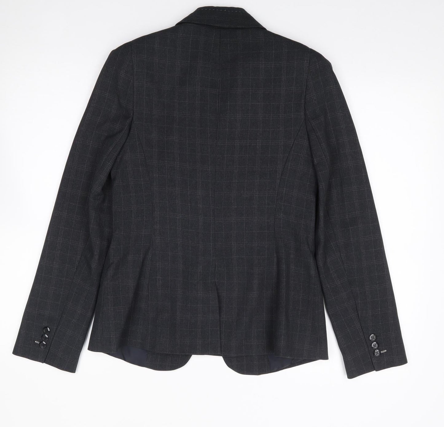 Primark Womens Grey Check  Jacket Blazer Size 12  Button