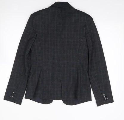 Primark Womens Grey Check  Jacket Blazer Size 12  Button