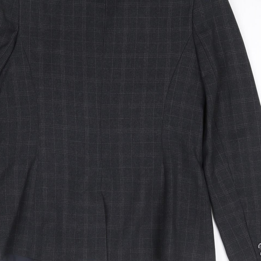 Primark Womens Grey Check  Jacket Blazer Size 12  Button