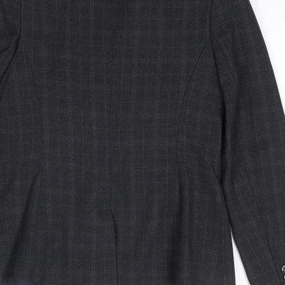 Primark Womens Grey Check  Jacket Blazer Size 12  Button