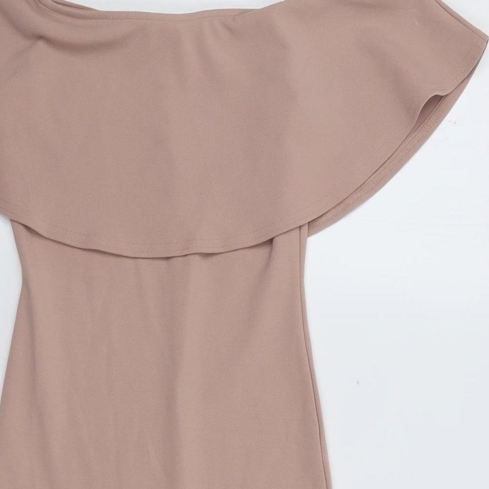 River Island Womens Beige  Polyester Bodycon  Size 6  Boat Neck Pullover