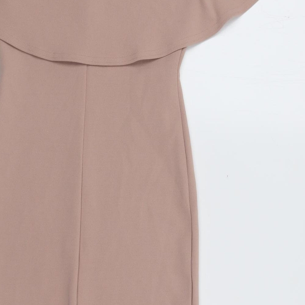 River Island Womens Beige  Polyester Bodycon  Size 6  Boat Neck Pullover