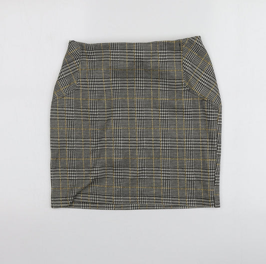 New Look Womens Grey Herringbone Polyester A-Line Skirt Size 10